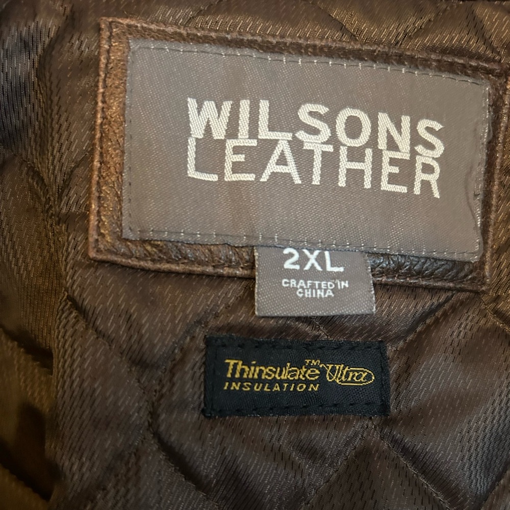Wilson’s Leather Jacket - brown 100% leather bomber style w/removable interior - Picture 8 of 14